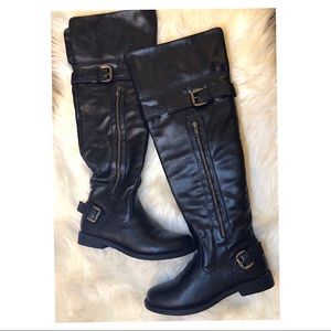 Madden girl over the knee black leather boots